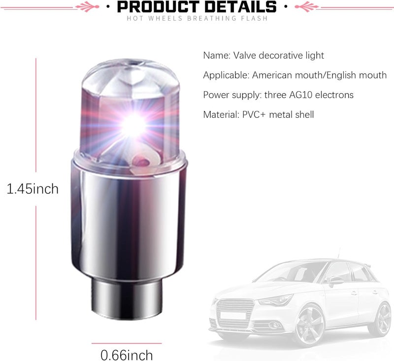 Fluher 6 PCS Car Tire Valve Light, Cool Modify Night Light Safety Shock Sensor Flash Light, Waterproof Tire Valve Stem LED Cap, Universal Wheel Decoration Accessory for Car Motorcycle (Multicolored) - Image 2